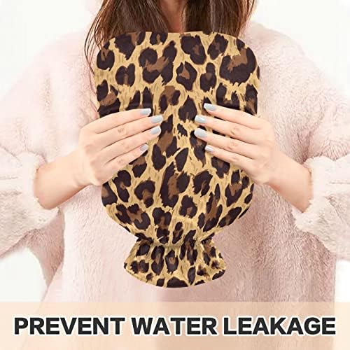Бутилки с гореща вода с Капак Леопард Чанта за топла вода за Облекчаване на болката, Топла и Студена Терапия, Чанта за топла