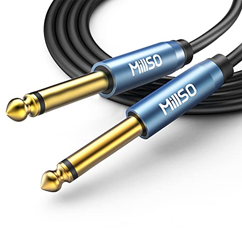 Китара кабел MillSO 8 фута, TS Инструментален кабел с дължина 1/4 инча Прав-Прав 6,35 мм Электрогитарный кабел за бас усилвател,