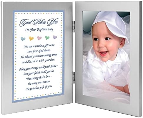 Поетичен подаръци, Подарък за Кръщене за Момчето, Добави снимка с размери 4x6 инча в Двойна рамка