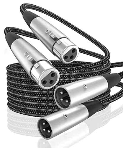 AkoaDa 2 бр XLR Микрофон, кабел 3,3 фута, 3 контакт XLR Кабел от мъжа към жената Микрофон на кабела е Съвместим с микрофони,