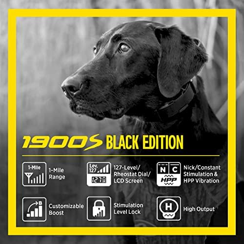 Dogtra 1900S Черен Дистанционно управление електронен Нашийник за дресура на кучета Boost & Lock Ергономичен 1-Мили IPX9K Водоустойчив