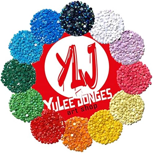 Кръгли свредло/мъниста за диамант живопис YLJ 5D, 12 цвята в изравняват с кутия за съхранение, 500 тренировки всеки цвят, сменяеми точки на