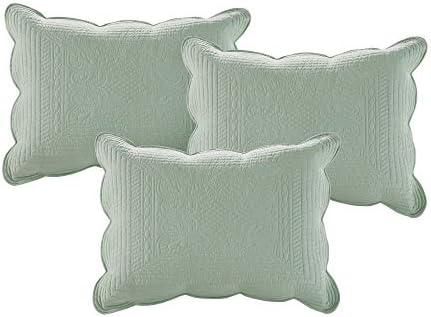 Комплект калъфи за дивани Madison Park - Модно Дамасское Стеганое одеяло с Назъбени ръбове, Всесезонное Луксозно Спално бельо с