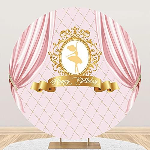 Leyiyi 6,5x6,5 фута Балерина честит Рожден Ден през Цялата Фона на Розово-Златни Балетен Завеса За Момичета Принцеса на 1-ви Рожден Ден Декор