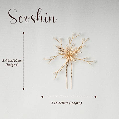 Soosin / Комплект от 3 теми, Сватбени щипки за коса, Перлени Сватбени Аксесоари за коса за булката и шаферките, Сватбени Шапки с пайети