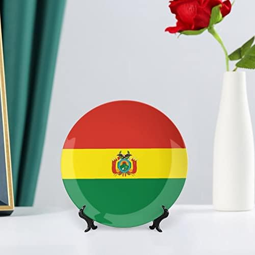 Знаме на Боливия Подвесная Керамична Декоративна Чиния с Поставка за Дисплея на Индивидуални Сватбени Подаръци за Годишнината, за Двойката