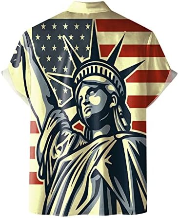 XXBR Хавайски ризи за мъже, Лятна тениска на Копчета с Къс ръкав в Деня на Независимостта, Ежедневни, Плажни Върховете Свободно,