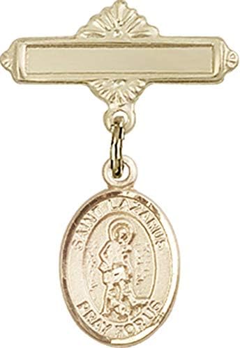 Детски икона Jewels Мания амулетом на Свети Лазар и полирани игла за бейджа | Детски иконата със златен пълнеж с амулетом на Свети
