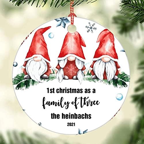 FoDuoDuo Първата Ни Коледа като Украса за семейство от трима Души Family of Three Christmas Коледна украса Подарочное украса Elf