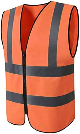 Сигурността на Изграждането на Пътен Защитен Отразяваща жилетка работно облекло с светоотражающей ивица CV0004 (XL, Orange)