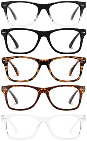 MEETSUN, 5 Опаковки Очила за четене, Женски, Мъжки, Блокиране на Синя Светлина, Компютърни Очила за четене, Пружинни Панти,