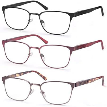 HEEYYOK 4-Pack Очила за четене за Мъже И Жени, Блокер Синя Светлина Очила За Четене Метални Ридеры