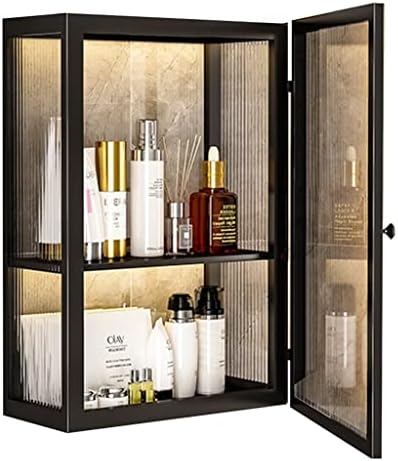 Шкаф за съхранение в банята, Килера-Органайзер за Тоалетни принадлежности, Кухненски Стенен шкаф, Козметичен шкаф без пробиване (Цвят: черен,