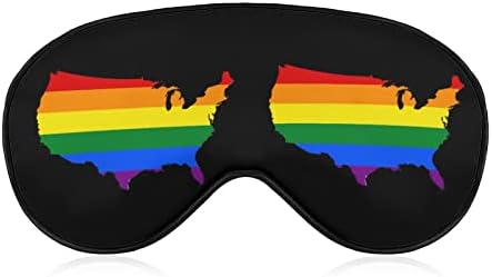 Гей Гордост ЛГБТ Флаг Карта на Америка Дъгова Забавно Маска За Очи За Сън Мека Превръзка на Очите с Регулируема Каишка Нощна Сянка