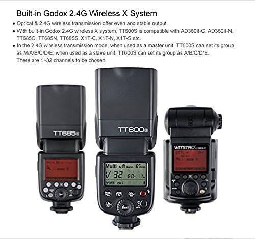 Godox TT600S GN60 Безжична светкавица Speedlite 2.4 G X System Speedlite за фотоапарати Sony, времето за презареждане на 0,1-с 2,6, цветна