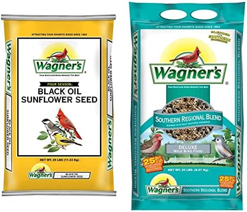 Wagner's 76027 Храна за дивите птици, от слънчоглед с черно масло, 25-фунтовый пакет и 62012 Храна за дивите птици с южна