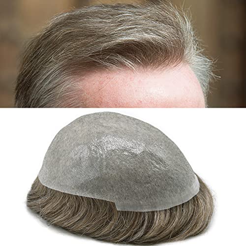 Мъжка перука със система за възстановяване на човешки косъм 0,04 мм-0,06 mm, мъжки косата от ультратонкой кожа, естествена коса, Перука