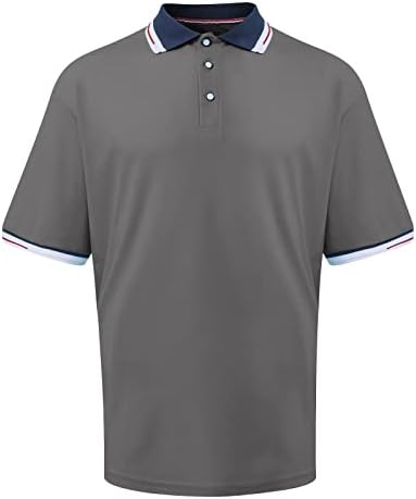 Мъжки Ризи Годишна Ежедневна Тениска Контрастен Цвят С Отстрочкой Ревери, Спортна Мода Риза С Къси ръкави, Ризи