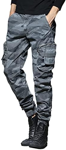 Тесни панталони-карго за мъже, мъжки модни ежедневните свободни памучни панталони с джобове голям размер дантела, камуфляжные панталони-cargo