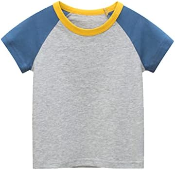 Тениска с къс Ръкав за Малки Момичета и Момчета, Основният Тениска с Цветен Блок, Ежедневни Тениски, Потници, Обикновена Блузи за Момчета