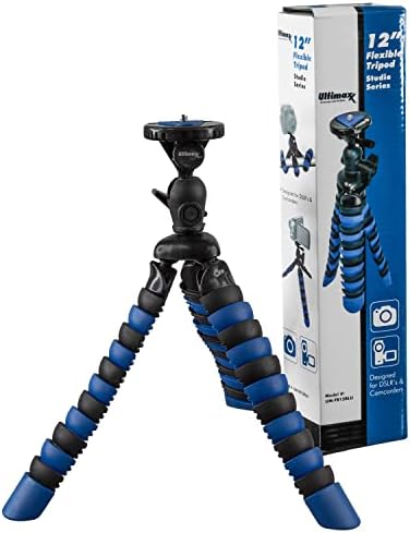 Ultimaxx 12 Синьо Гъвкав статив с обвивка около Краката и Быстроразъемной монтажна плоча за всички фотоапарати и видеокамери GoPro /DSLR