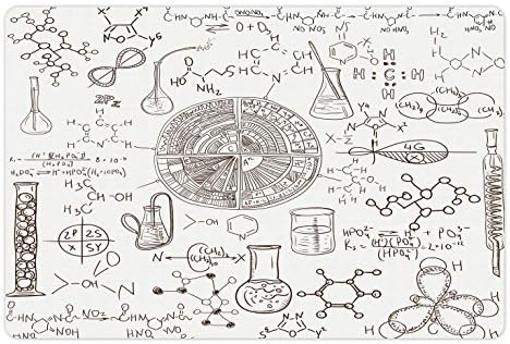 Foldout Научен подложка за домашни за храна и вода, Илюстрация Химическа лаборатория в стил Научна Тематика, Боядисани ръчно, Нескользящий