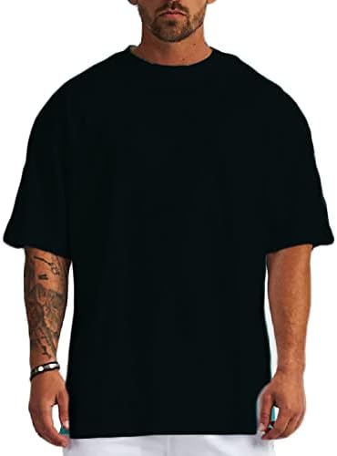 Мъжки Однотонная Памучен Ежедневни Тениска с Кръгло деколте и Къс ръкав