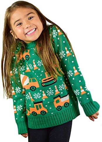 Трактори и Булдозери Грозен Коледен Пуловер За Деца Празнични Пуловери За Момчета