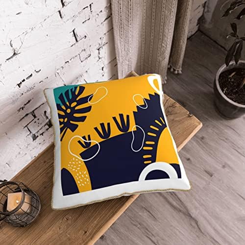 Myshe Комплект от 2 Кадифени Уникални Тъмно Сини Геометрични Абстрактни Жълти Декоративни Кв. покрива възглавница за Диван в спалнята на
