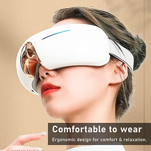 Масажор за очи Отопляем Масажор за очи с музика Bluetooth, многоконтактной вибрации и завъртане на 180 ° Масаж на очите при мигрена,