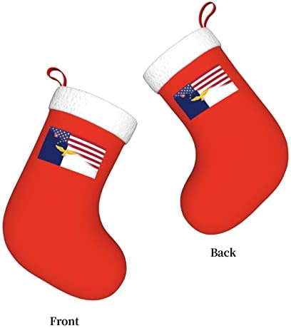 TZT Американски Флаг и Знаме Азорских Острови Коледни Чорапи, Подаръци за Коледно парти за семейни Празнични украси 18 Инча