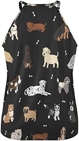 BAIKUTOUAN Puppy Dog Домашни любимци, дамски блузи на бретелях, модерни ежедневни летни основни тениски без ръкав, жилетка S-5XL