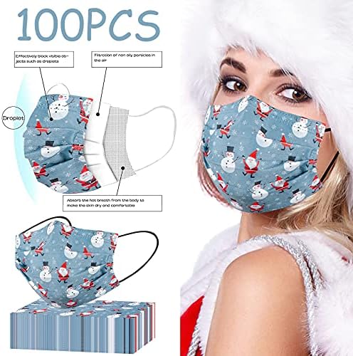 Весела Коледа - Коледна Еднократна маска за лице от САЩ за възрастни с хубав Дизайн 3ply BreathablePaper_Mask