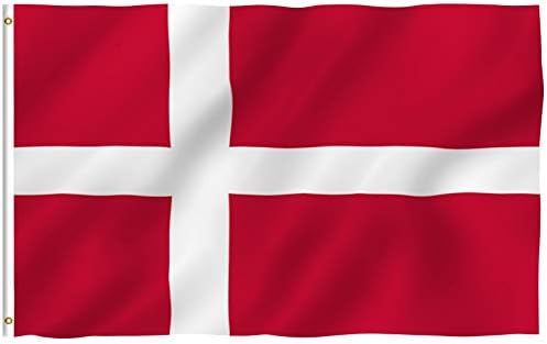 Знаме на Дания ANLEY Fly Breeze размер 3x5 фута - Ярък цвят и защита от избледняване - Платно надмощие с двойна миг - Национални знамена