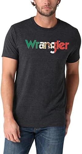 Мъжки t-shirt Wrangler с Кръгло деколте в западен стил и Къс ръкав