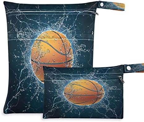 3d Баскетболно Магическа Водна Чанта за Влажни Сушене с Принтом, 2 опаковка с цип, Тъканно Чанта за Памперси, Чанта-Органайзер,