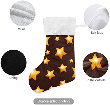 Коледни Чорапи PIMILAGU Honey Gold Star 1 Опаковка 17,7 инча, Окачени Чорапи за Коледна украса