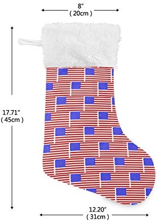 Коледни Чорапи с изображение на Знамето на САЩ PIMILAGU, 1 Опаковка, 17,7 инча, Окачени Чорапи за Коледна украса