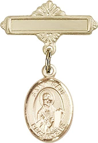 Детски икона Jewels Мания за талисман на Апостол Св. Павел и полирани игла за бейджа | Детски икона от 14-каратово злато с талисман