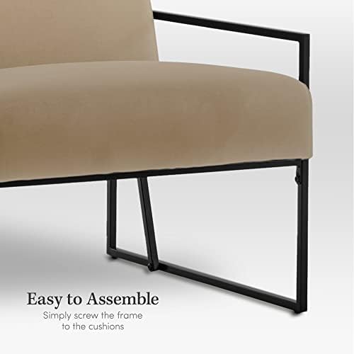 Акцентное стол eLuxurySupply - Модерна индустриална наклонен стол с многослойно поролоном и метална рамка - Висококачествена мека възглавница