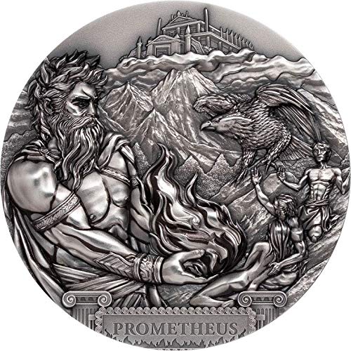 2020 DE Титаните PowerCoin Prometheus 3 Грама Сребърна монета от 20 $ Острови Кук 2020 Антични Гарнитури