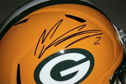 ПЭКЕРС Мейсън Кросби подписа пълен размер Способи за каска с автограф на 2 JSA COA AUTO - Каски NFL с автограф