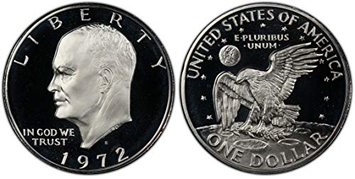 Доларът Айзенхауер 1972 г. (Айк) от 40% сребро, - Доказателство за скъпоценни камъни - Дълбока камея DCAM - PR65
