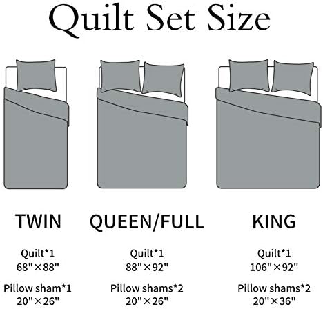 Юргани SEMECH, Покривки за легло Queen Size, Памучни Завивки Сив цвят, Леки Летни Покривала Сив цвят, Комплект от 3 теми включва 1 Стеганое