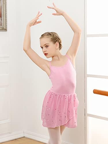 Vieille/Танцово Трика за Малки момичета, Балетное Трика с Отворен гръб за Момичета, Танцово Рокля на Бретелях с Пола-набор,