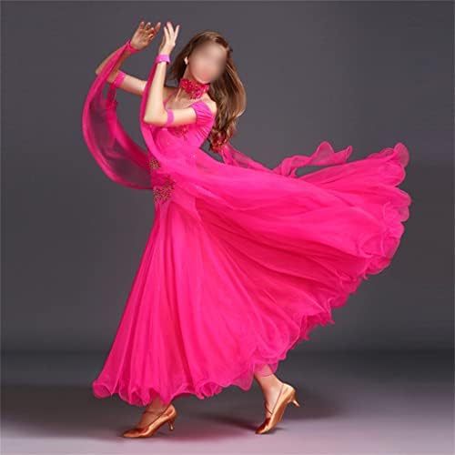 CCBUY Стандартни Рокли за балните танци за Жени, Къс ръкав, Вальстанго, Костюми за фламенко танцьори, Танцови костюми за състезания (Цвят: