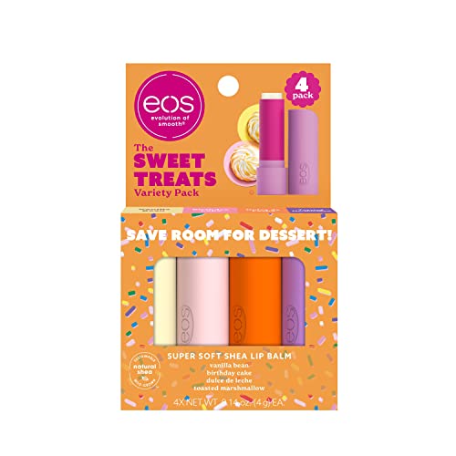 eos Super Soft Балсам за устни С Ши Стиках - Набор от сладки Предложения | Хидратиращ крем за устни | 4 Балсам за устни