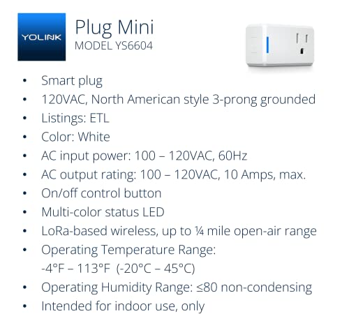 Умни вилици, най-дальнобойная в света на умна вилка YoLink 1/4 Миля, която е Съвместима с Алекса, Мини-изход IFTTT 10A Smart Home Plug,