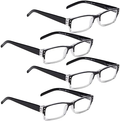 LUR 4 Опаковки класически очила за четене + 3 опаковки на метални очила за четене в полукръгла рамка (общо 7 двойки ридеров + 0,75)