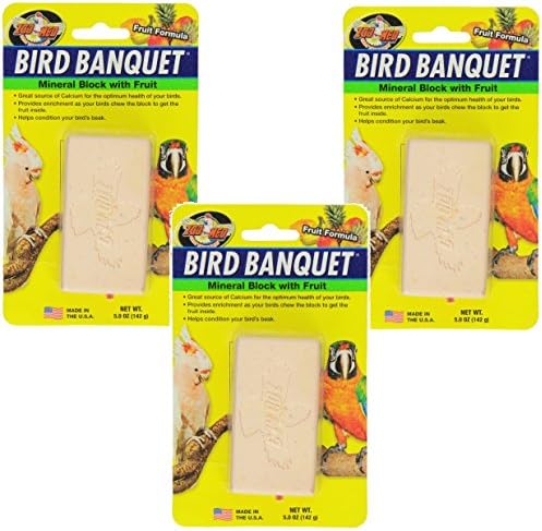 Минералните блокове Zoo Med с Храна за птици Fruit Banquet, 5 Грама (3 опаковки)
